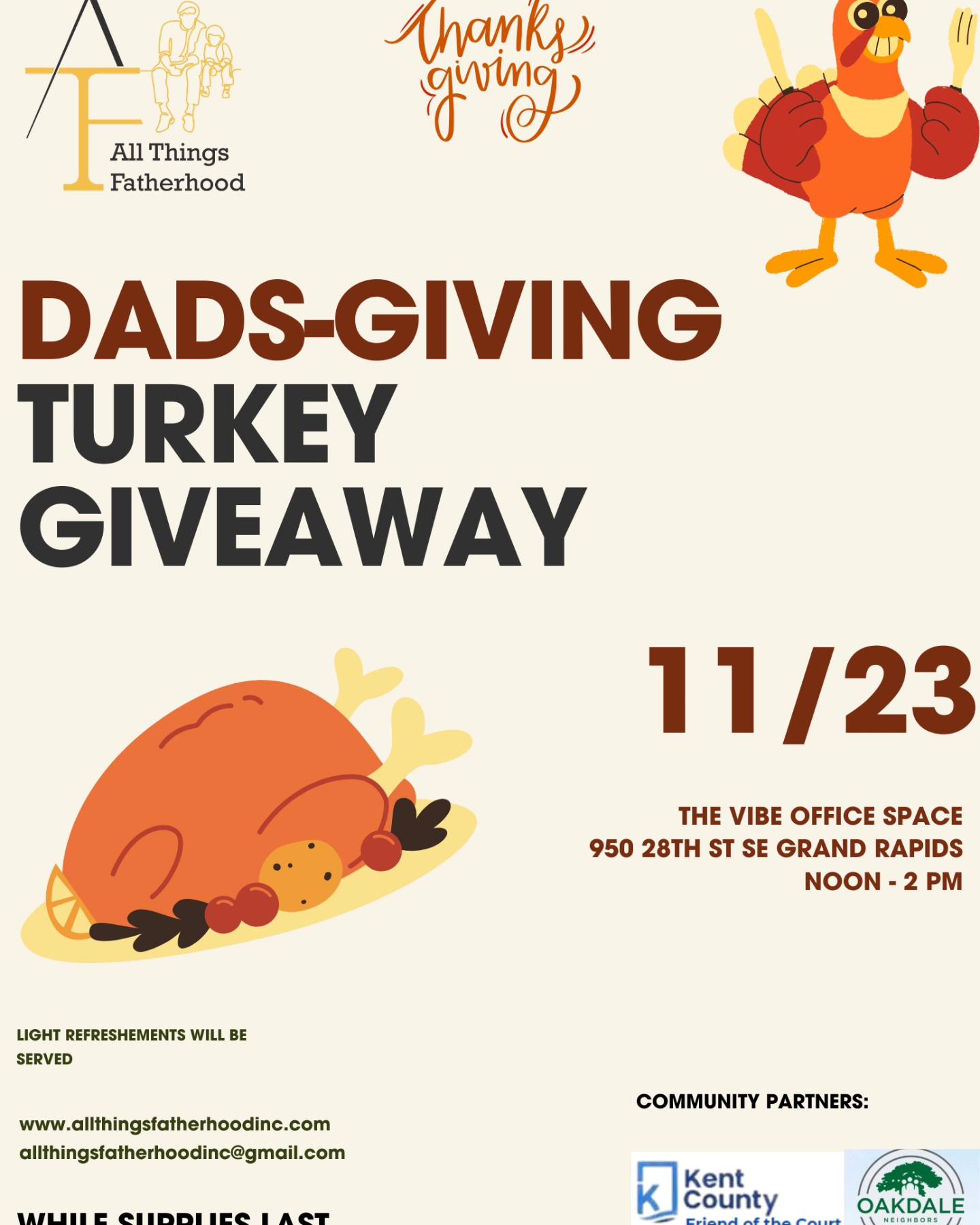 Read more about the article COMMUNITY RESOURCE –  All Things Fatherhood — Dads-Giving and Turkey Giveaway