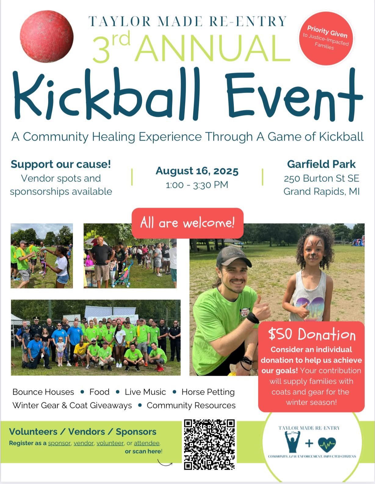 Read more about the article ð§‍ð¤‍ð§⭐️ Taylor Made Re-Entry 3rd Annual Kickball Event